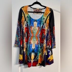 Amma Multicolor Abstract Print Dress - Small